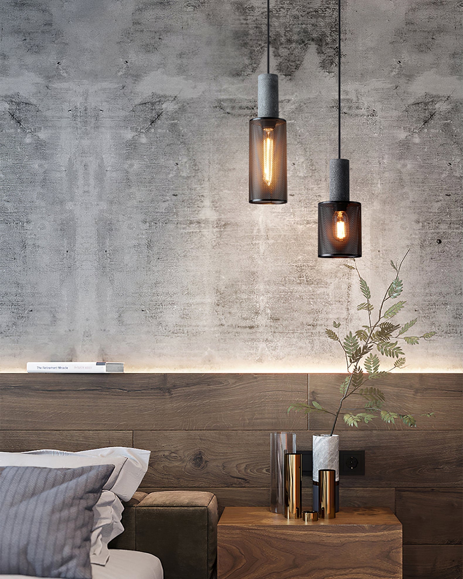 Black Pendant Light for Kitchen Island – Adjustable Urban Concrete Lighting Fixture, Modern Design-4
