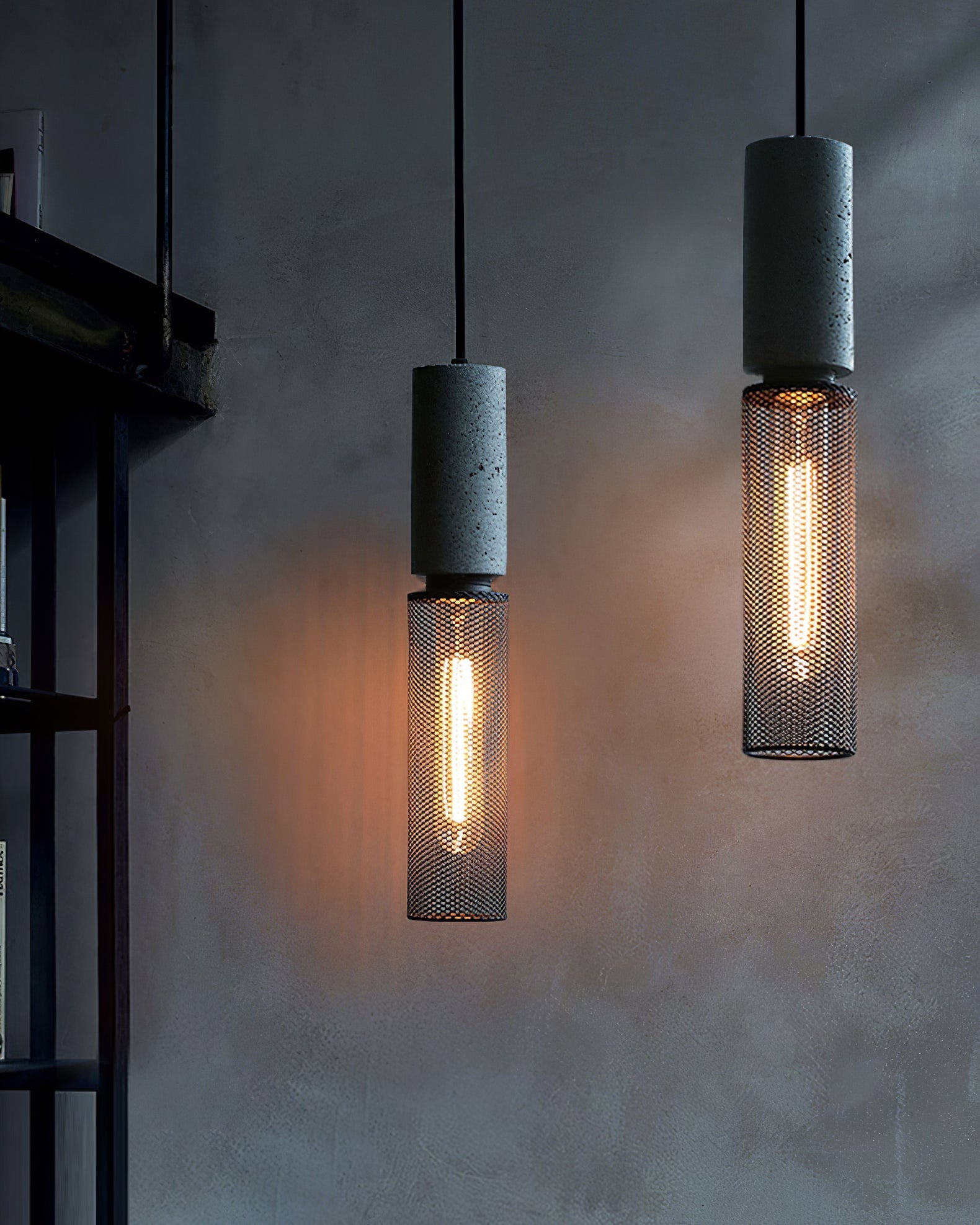 Black Pendant Light for Kitchen Island – Adjustable Urban Concrete Lighting Fixture, Modern Design-6