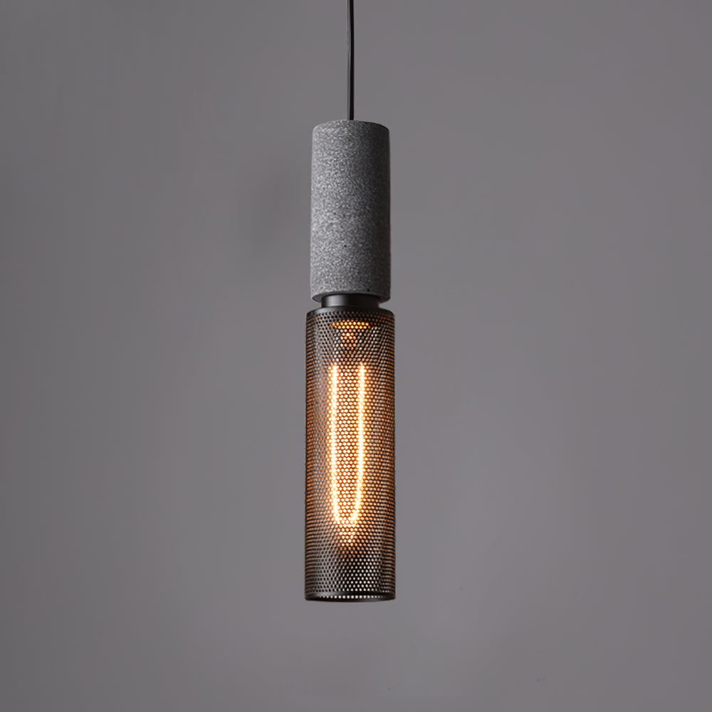 Black Pendant Light for Kitchen Island – Adjustable Urban Concrete Lighting Fixture, Modern Design-1